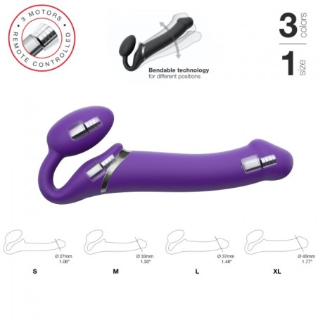 3 MOTOR VIBRATING STRAP ON PURPLE XL