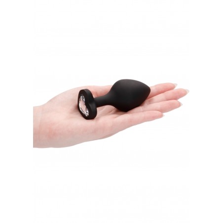 Diamond Heart Butt Plug - Large - Black