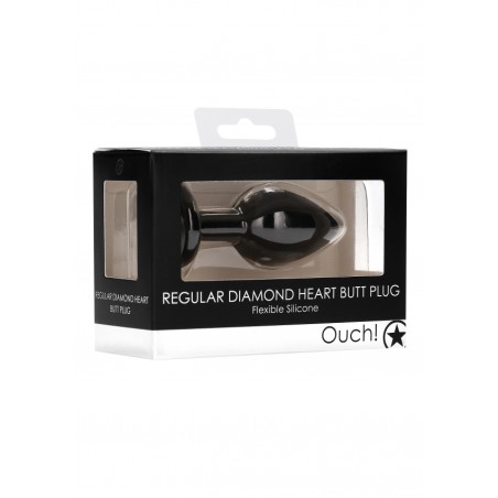 Diamond Heart Butt Plug - Regular - Black