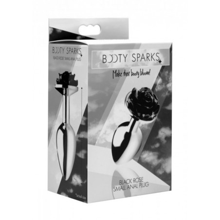 Black Rose Butt Plug - Small - Black