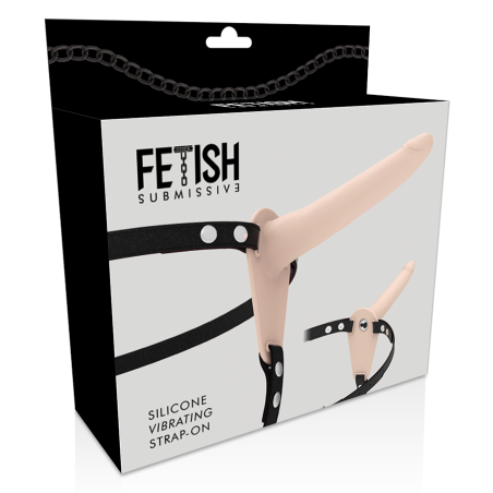 FETISH SUBMISSIVE SILICONE STRAP-ON VIBRATOR FLESH 15CM