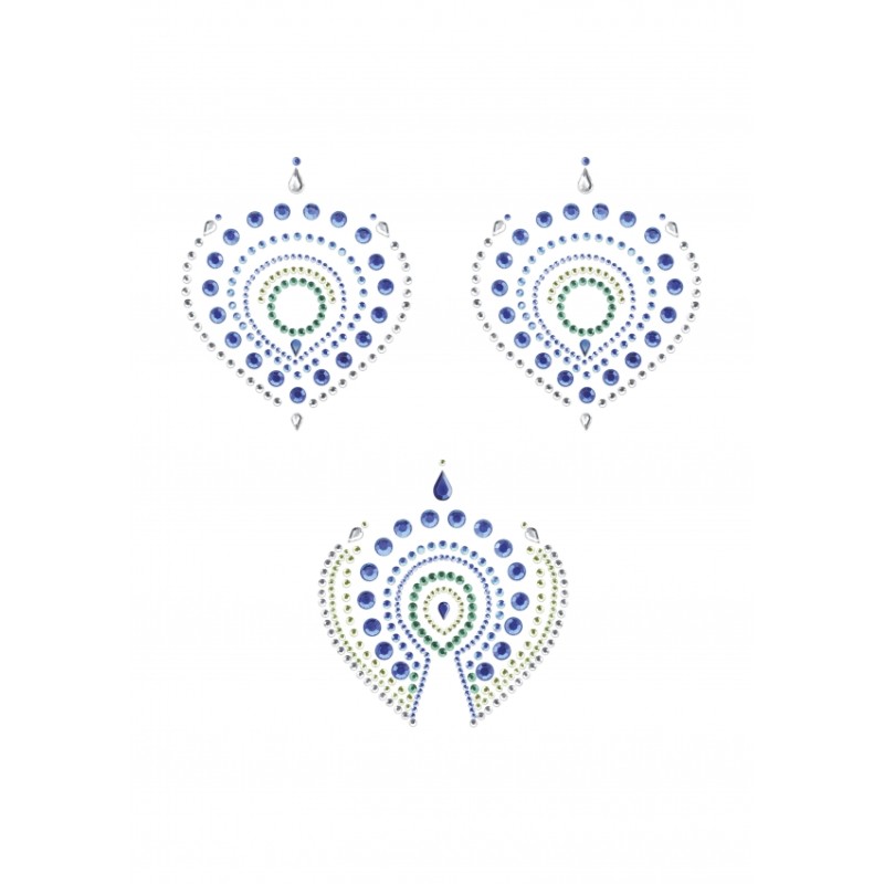 Flamboyant - Rhinestone Body Decoration - Green and Blue