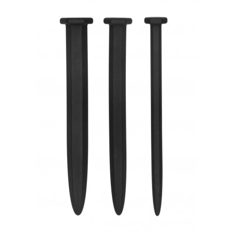 Silicone Rugged Nail Plug Set - Urethral Sounding - Black
