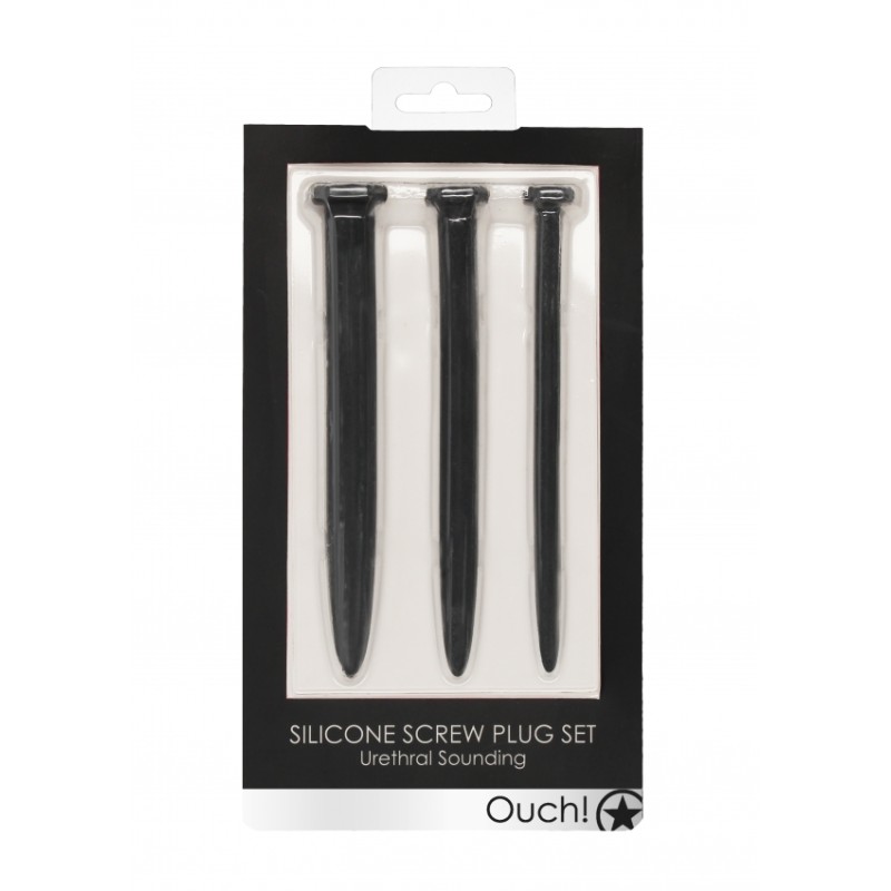 Silicone Rugged Nail Plug Set - Urethral Sounding - Black
