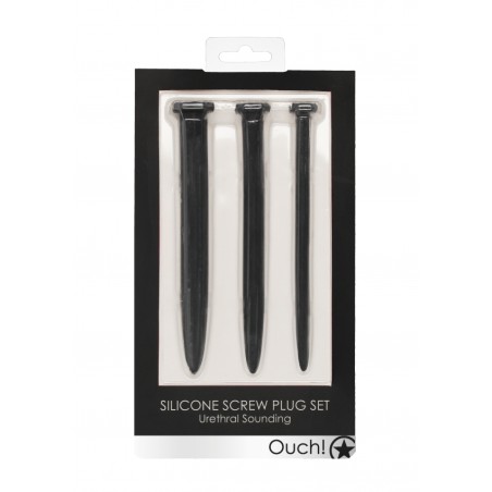 Silicone Rugged Nail Plug Set - Urethral Sounding - Black