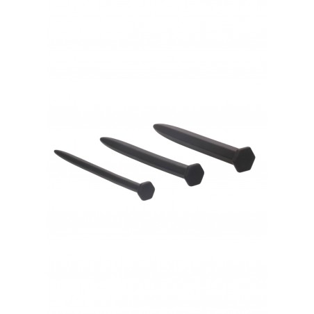 Silicone Rugged Nail Plug Set - Urethral Sounding - Black