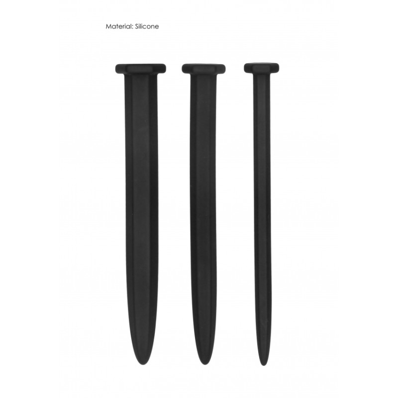 Silicone Rugged Nail Plug Set - Urethral Sounding - Black