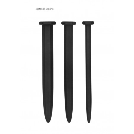 Silicone Rugged Nail Plug Set - Urethral Sounding - Black