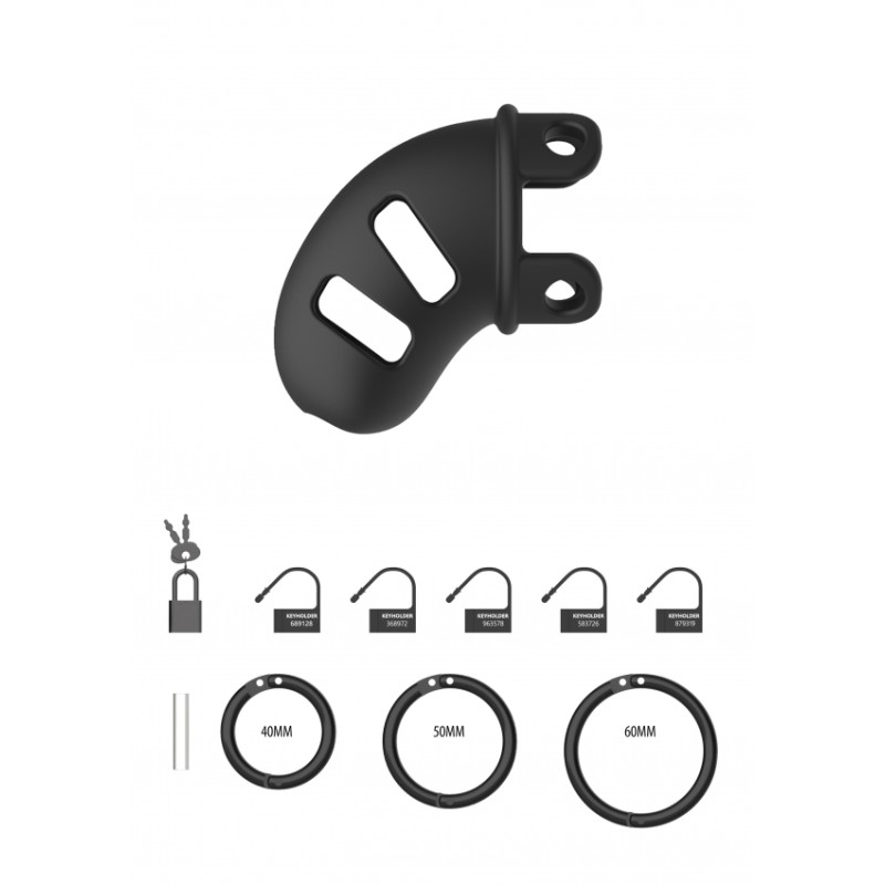 Model 14 - Chastity - 6,25cm - Silicone Cock Cage - Black