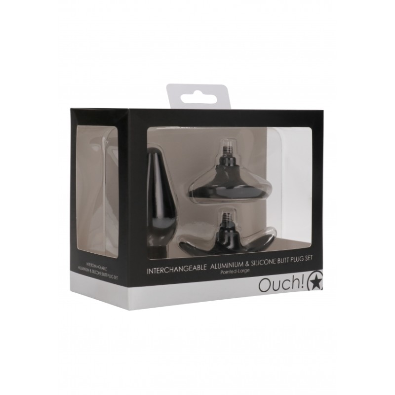 Interchangeable Butt Plug Set - Pointed Large - Black