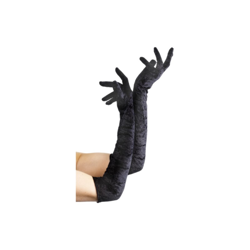 Long Gloves Velvet - Black
