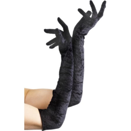 Long Gloves Velvet - Black
