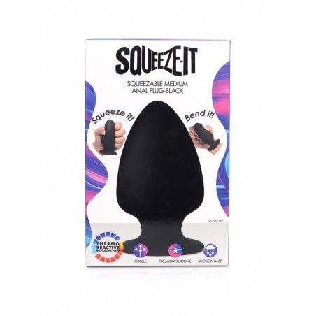 Squeezable Medium Anal Plug - Black