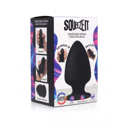 Squeezable Medium Anal Plug - Black