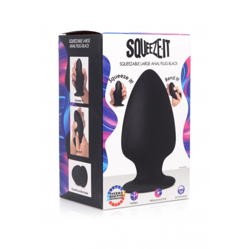 Squeezable Large Anal Plug - Black