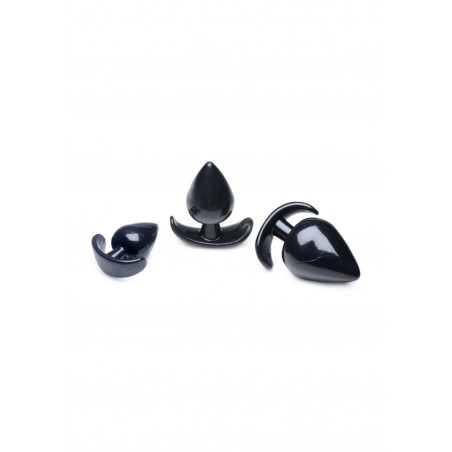 Triple Spades 3 Piece Anal Plug Set - Black