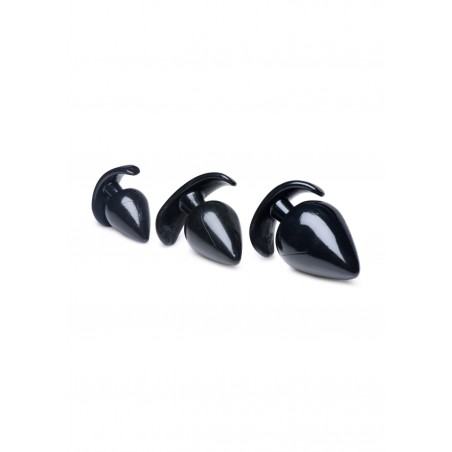 Triple Spades 3 Piece Anal Plug Set - Black