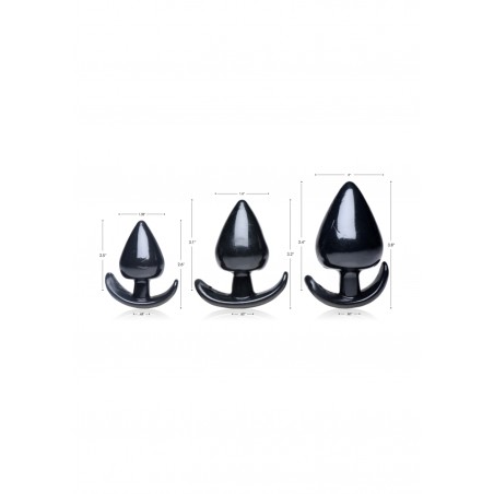 Triple Spades 3 Piece Anal Plug Set - Black