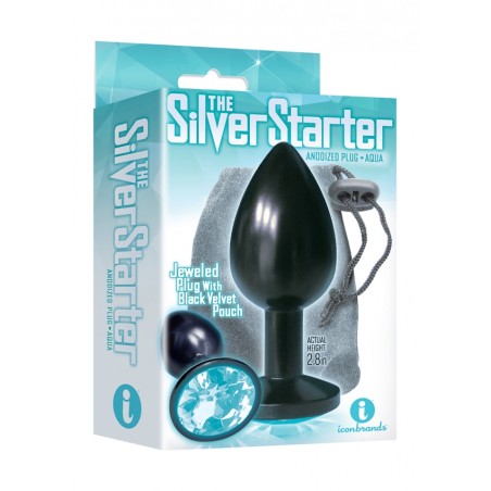 Bejeweled Annodized Stainless Steel Plug - Aqua