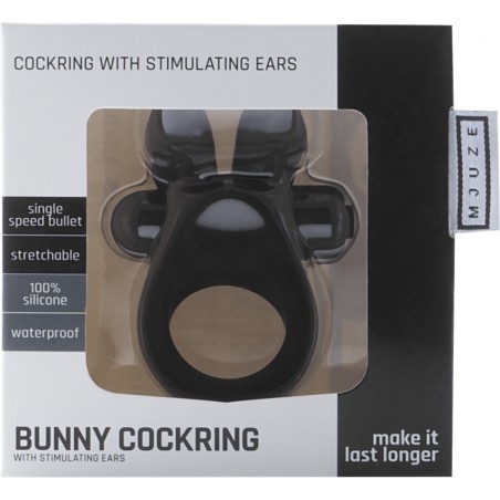 Bunny Cock ring with Stimulating Ears- Black