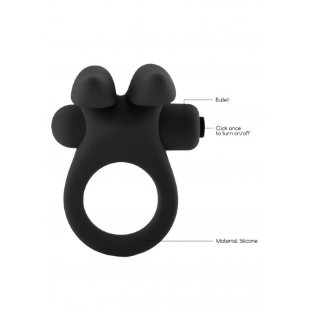 Bunny Cock ring with Stimulating Ears- Black