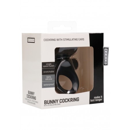 Bunny Cock ring with Stimulating Ears- Black