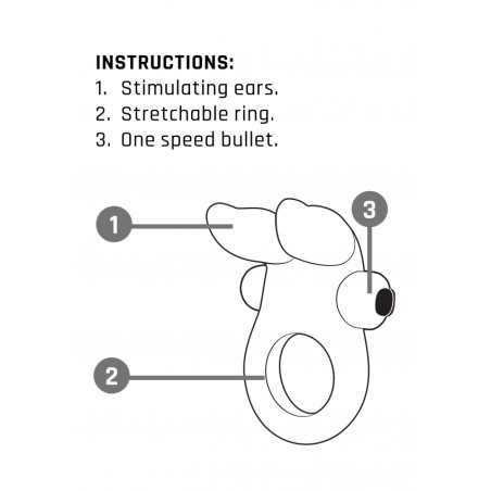 Bunny Cock ring with Stimulating Ears- Black