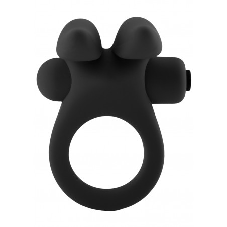 Bunny Cock ring with Stimulating Ears- Black