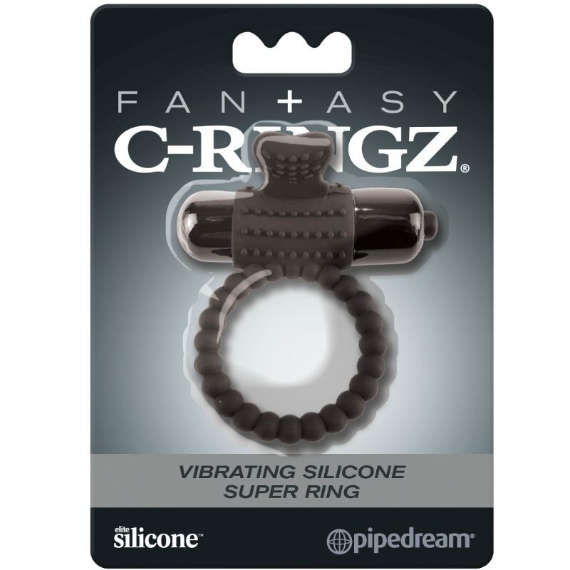 FANTASY C-RING VIBRATING SILICONE SUPER RING BLACK