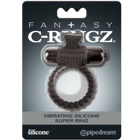FANTASY C-RING VIBRATING SILICONE SUPER RING BLACK
