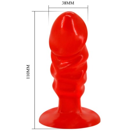 BAILE UNISEX ANAL PLUG WITH SUCTION CUP RED