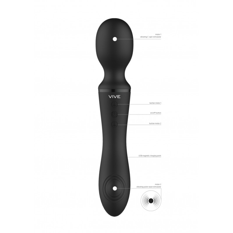 Vive | Enora | Wand & Pulsewave Vibrator | Black