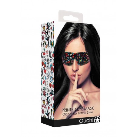 Printed Eye Mask - Old School Tattoo Style - Black