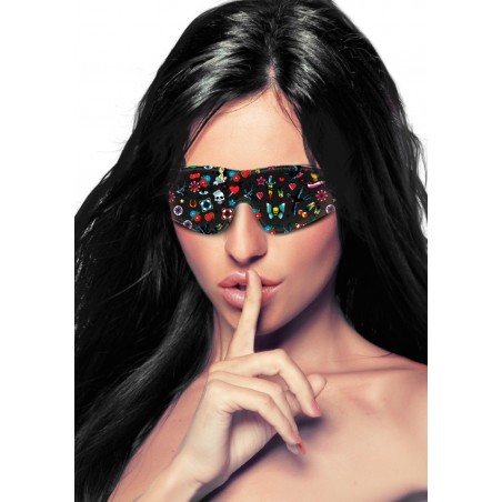 Printed Eye Mask - Old School Tattoo Style - Black