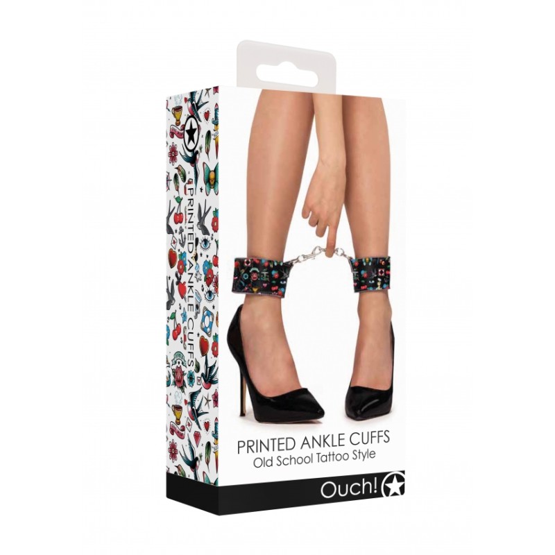 Printed Ankle Cuffs | Old School Tattoo Style | Black