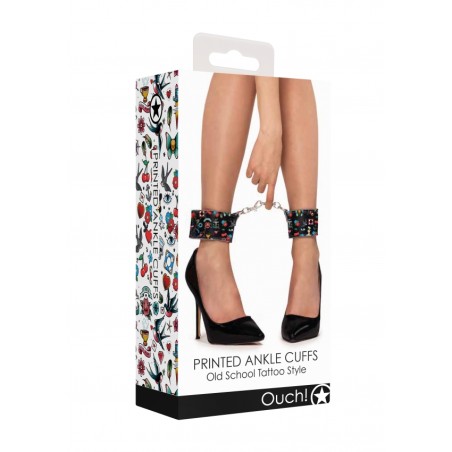 Printed Ankle Cuffs | Old School Tattoo Style | Black