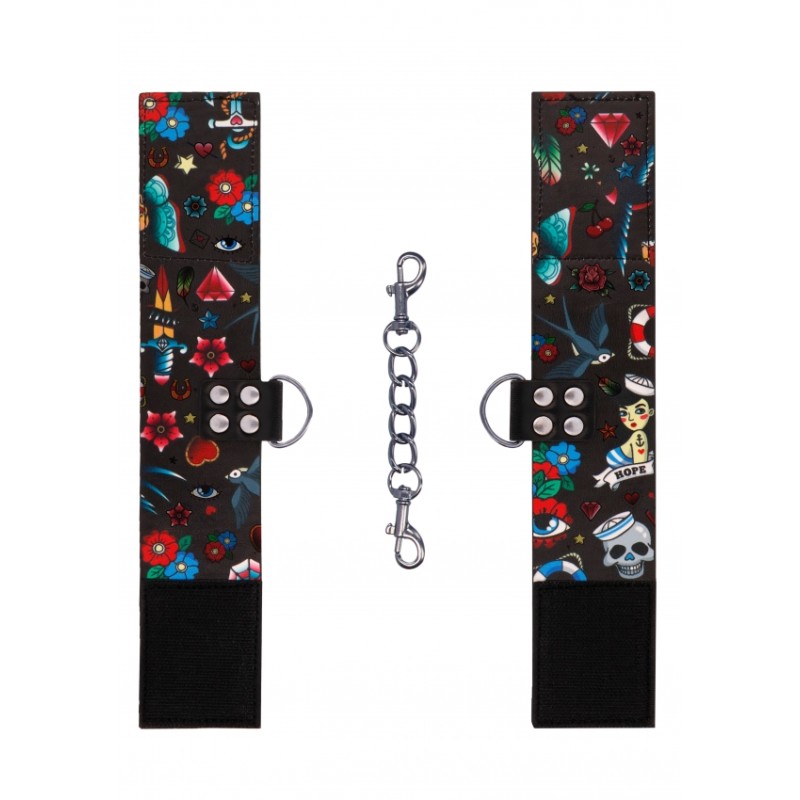 Printed Ankle Cuffs | Old School Tattoo Style | Black