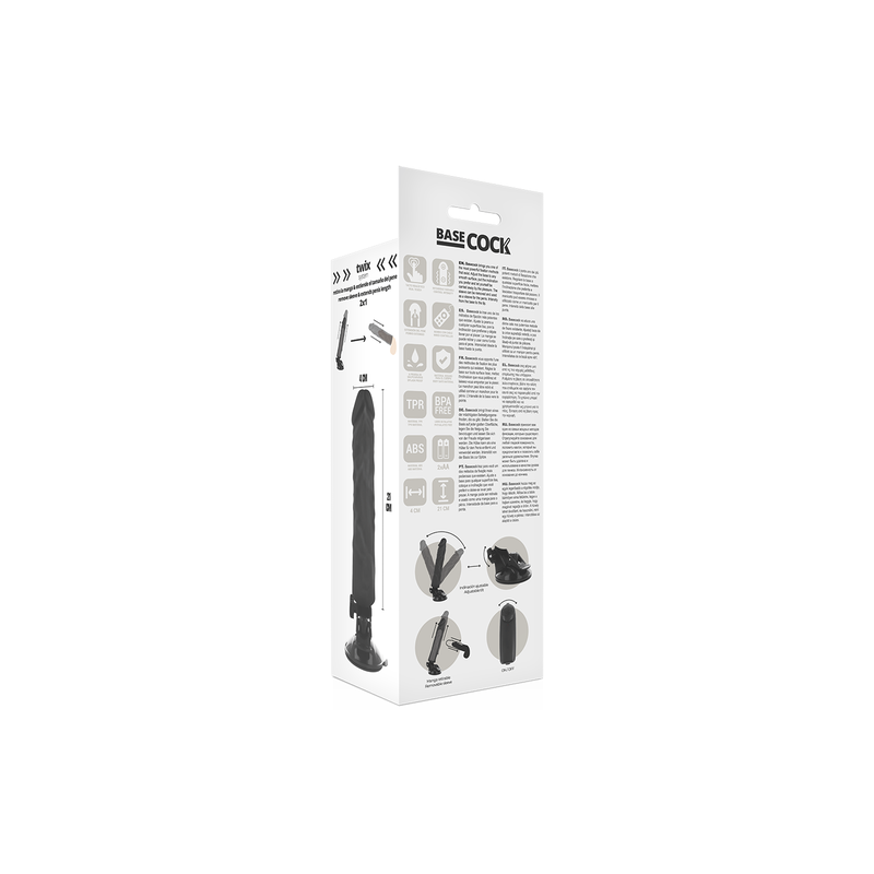 BASECOCK | Realistic Vibrator Remote Control | Black | 21cm