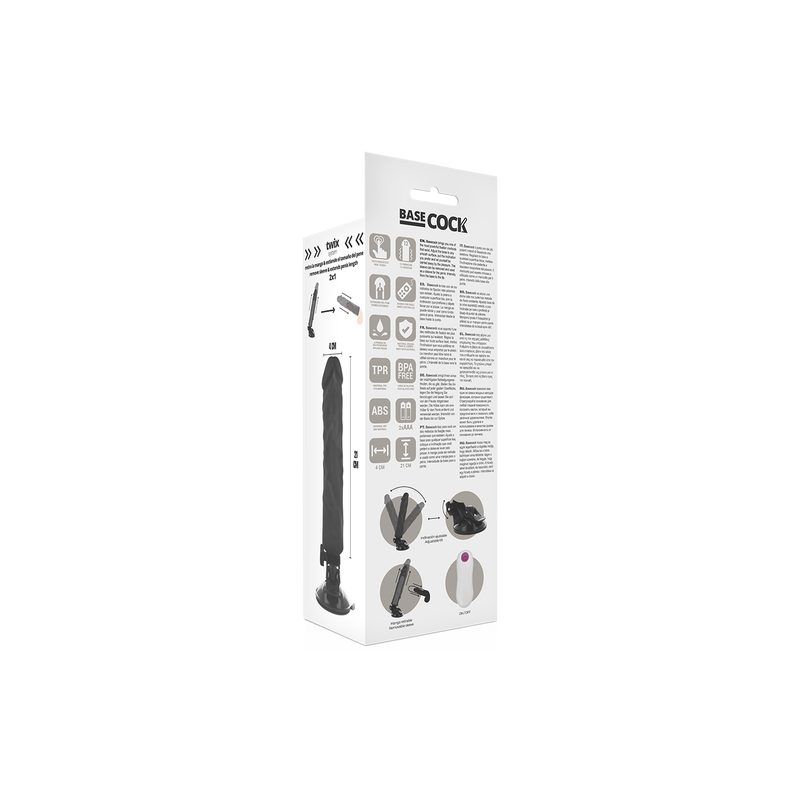 BASECOCK | Realistic Vibrator Remote Control | Black | 21cm