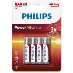 PHILIPS | POWER ALKALINE BATTERY AAA LR03 | 4 PACK