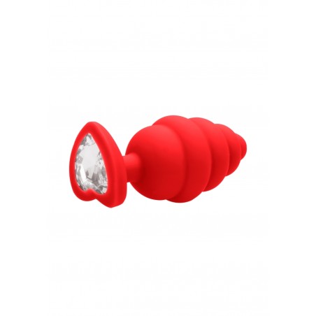 OUCH! | Large Ribbed Diamond Heart Plug | Red