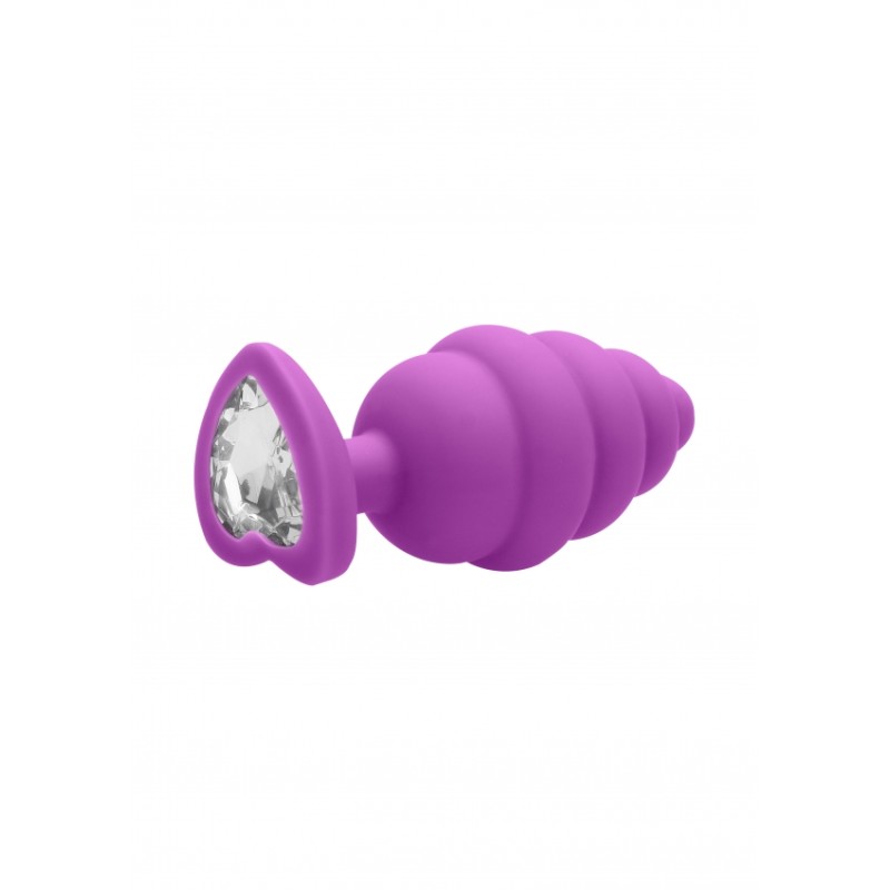 OUCH! | Large Ribbed Diamond Heart Plug | Purple