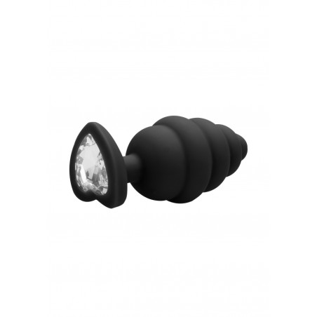 OUCH! | Large Ribbed Diamond Heart Plug | Black