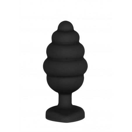 OUCH! | Large Ribbed Diamond Heart Plug | Black