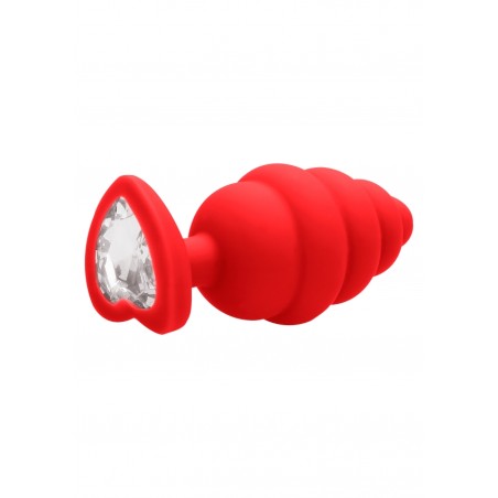 OUCH! | Extra Large Ribbed Diamond Heart Plug | Red