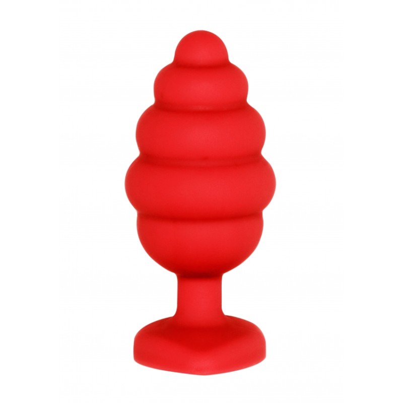 OUCH! | Extra Large Ribbed Diamond Heart Plug | Red