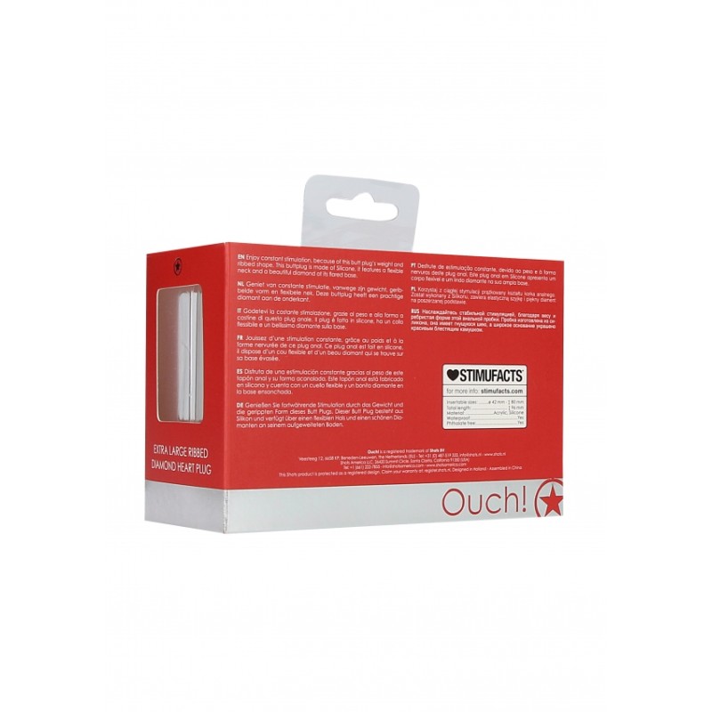 OUCH! | Extra Large Ribbed Diamond Heart Plug | Red