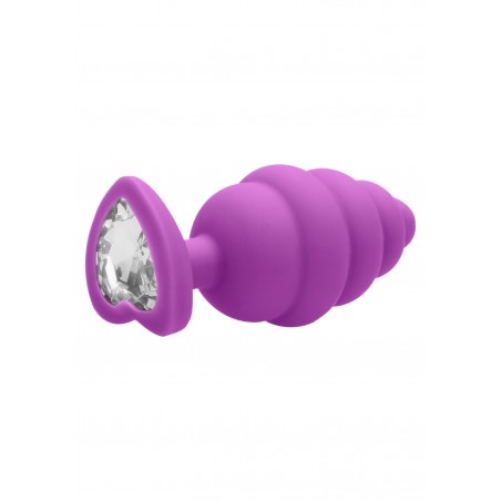 OUCH! | Extra Large Ribbed Diamond Heart Plug | Purple