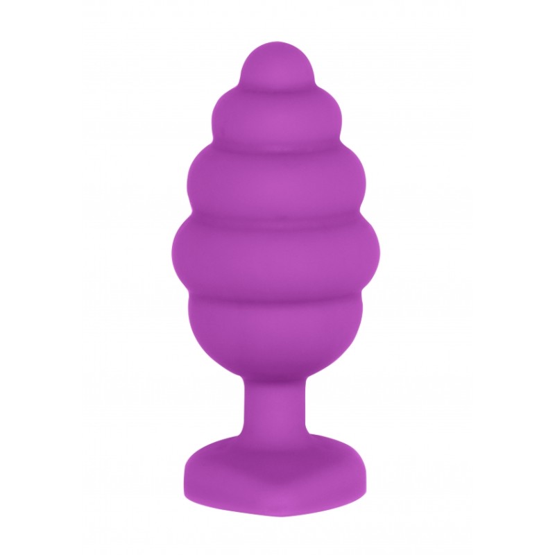 OUCH! | Extra Large Ribbed Diamond Heart Plug | Purple