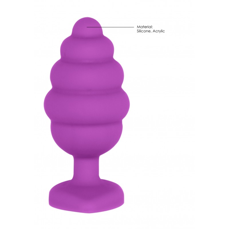 OUCH! | Extra Large Ribbed Diamond Heart Plug | Purple
